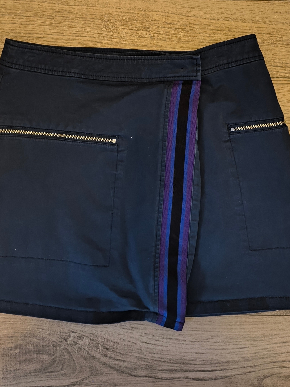 Navy Mini Skirt with Purple Accent Stripe